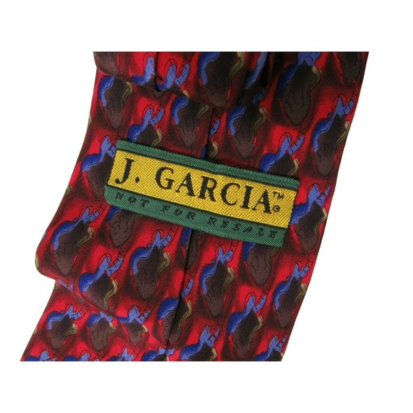 Men's Necktie J Garcia Tie Not For Resale Reds Blue Brown 100% Silk - Picture 3 of 3